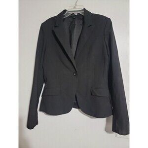 Express Design Studio Grey Blazer Women’s 10 Single Button Fitted Workwear Chic